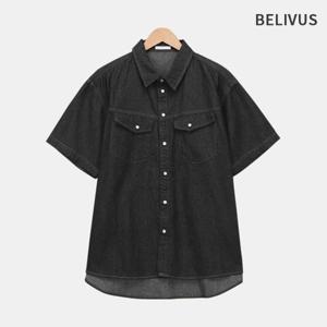 빌리버스 남자 데님 포켓 웨스턴 반팔 셔츠 BXR053