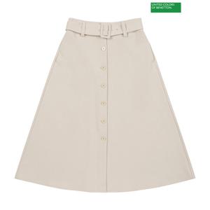 베네통 Button belted long skirt 3F_49HHD001V_1J4