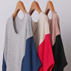 가오리 사선 배색 반팔티 401E028S 빅사이즈 여성 503 여성큰옷 빅사이즈미시옷 중년 여성미시큰옷 마담옷