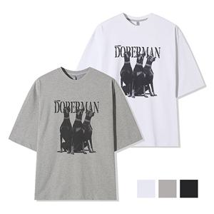 남자 캐주얼 도베르만 라운드 반팔 티셔츠 AC-TSH-Q067-아이보리