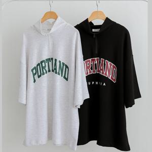 남자 포틀랜드 반목 집업 반팔 티셔츠 5C-TSH-Q069-백염