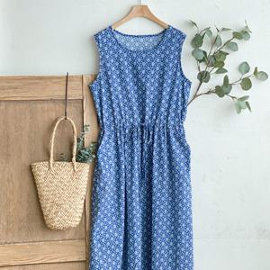 샵앤) 여성 허리조절 민소매 바캉스 롱원피스 BONG-WDR-4647-블루