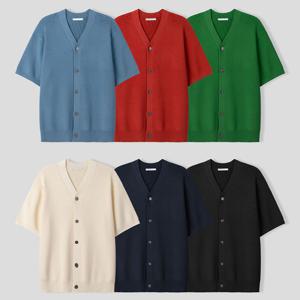 남자 밀리언 하찌 와이넥 반팔 니트 가디건 SG-CAH-Q020-소라