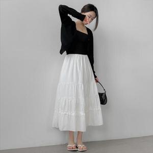 아트박스/라이니 프릴 캉캉 레이스 밴딩 롱스커트 bo-3341c