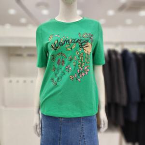 [조이너스]여성 브랜드 24신상  라운드 면혼방 반팔 티셔츠JEU4