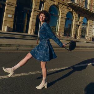 [샤틴]리본 프린트 데님 스커트/S251B355_CC