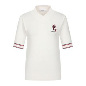 [핑골프]여성 선인장 포인트 브이넥 반팔 니트 121E2SR881_WH