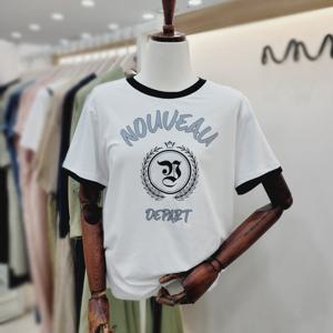 [비지트인뉴욕]배색라운드넥 반팔티셔츠 VB4ST701 v_US