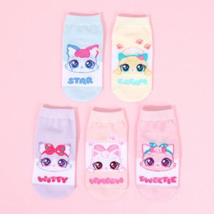 [레노마 이너웨어]위시캣 아동 단목 양말 5족 세트 TF1YW62338_C