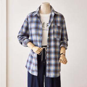 [커스텀에이블] 유니크 절개 디테일 체크 셔츠_T2508BL623C