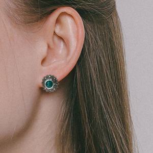 바이데이지 그린오닉스 마카사이트 실버 귀걸이 Be0702