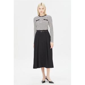 [시슬리]SASK09411 넥서스 벨티드 플리츠 롱 스커트