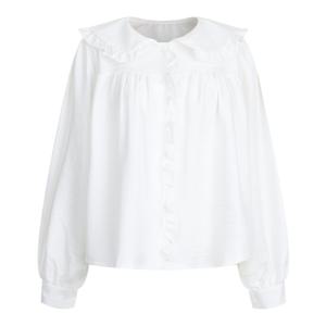 샵앤) 여성 루즈핏 레이스 피터팬 카라 프릴 긴팔 블라우스 EGG-WBL-20774-화이트