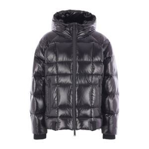 디스퀘어드2 블랙 샤이니 후드 패딩 S74AM1611 D35315900