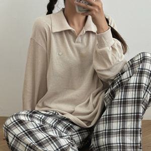 나야홍 / 빅사이즈 508 패치카라옆트임티셔츠 DGBV141