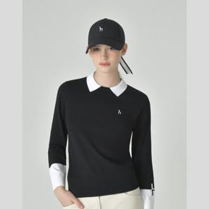 헤지스골프 BEST 여성 홑겹 카라 니트(HWSW5C617BK)