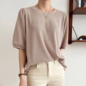 나야홍 / 빅사이즈 509 우아한잔골지반팔티셔츠 DLDV189