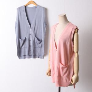 나야홍 / 빅사이즈 509 브이넥컬러니트베스트 DEBI363