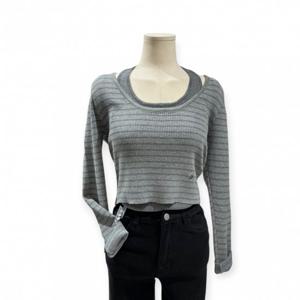 [트위]홀터넥 나시 세트 레이어드 단가라 니트 TNIDFST006