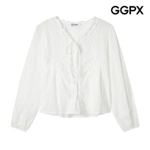 GGPX  V 프릴 리본 레이스 블라우스 (GP9SH033F)