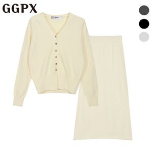 GGPX  플레인 니트 가디건 앤 스커트 셋업 (GO8OP189F)