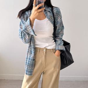 [나크21] (55~99) 루즈핏 체크패턴 셔츠 NK53-TS-64