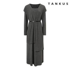 [탱커스]베스트 레이어드 벨티드 롱 원피스 (TX3OP014L0)