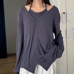 나야홍 / 빅사이즈 509 여리슬림핏홀터가디건 DGOV369