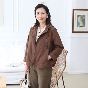 [쉬즈마담]J31729 모랑 포켓지퍼 2단 후드자켓 50대엄마옷