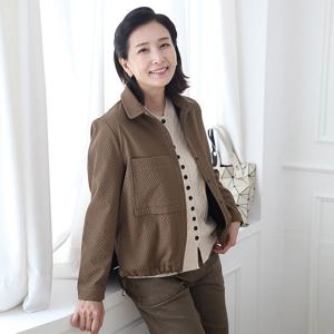 [쉬즈마담]J31730A 뉴신상 엠보체크 기모 언발 자켓 50대 엄마옷