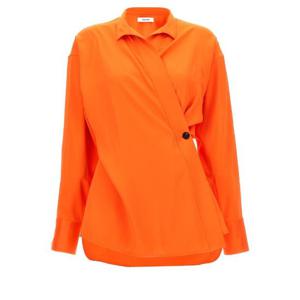 FERRAGAMO 새틴 비대칭 셔츠 770456MANDARIN