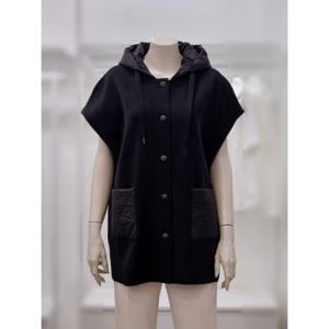 [프렐린]RWC253030 블랙 패딩 후드 가디건