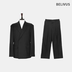 빌리버스 남자 가을 오버핏 모던 어깨패드 테일러드 자켓 정장 세트 BYM019