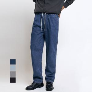 (GS) 럭스골프 남녀공용 스트리트 핀턱 풀밴딩 릴렉스 테이퍼드 데님 팬츠 SQ25A519