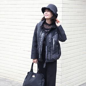 [쉬즈마담]J31734 디지털나염 자수 반후드 패딩자켓 50대 엄마옷