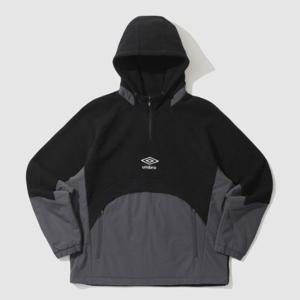 M 엄브로바람막이 CQK UP421SHDO1-BLK WARM+ 우븐 믹스 플리스 후드 아노락 / BLACK