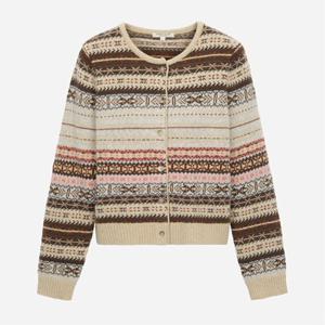 [써스데이아일랜드](T258MCD259W)자카드 라운드넥 니트 가디건