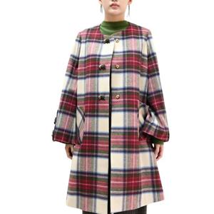 [비꼴리끄(여성)]울체크 노카라 하프코트 B234WH2030