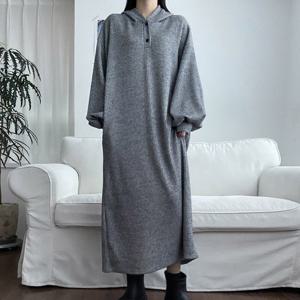 나야홍 / 빅사이즈 510 후드버튼골지롱원피스 DGBV463