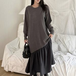 나야홍 / 빅사이즈 510 주름플레어니트원피스 DLTV489