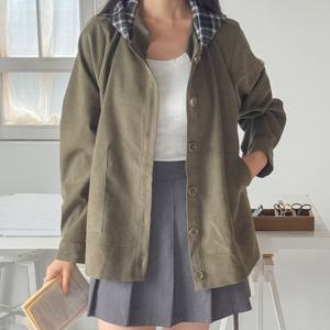 나야홍 / 빅사이즈 510 빅후드체크캐주얼자켓 DGOV492