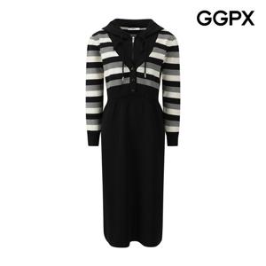 GGPX  단가라 후드 배색 니트 원피스 (GPAOP006F)