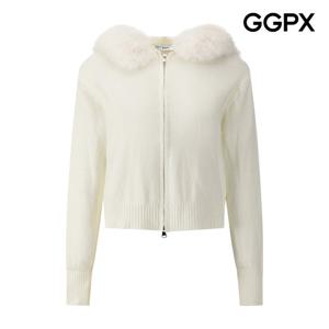 GGPX  퍼 후드 탈부착 집업 니트 가디건 (GPAKG027F)