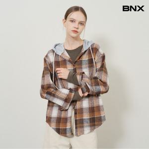 [BNX]후드넥 체크 긴팔 셔츠 (BX4BL005L0)