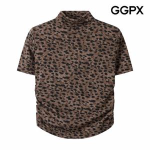 [GGPX] 레오파드 터틀넥 셔링 반팔 티셔츠 (GP9TS037F)