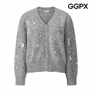 [GGPX] 스팽글 플라워 Y버튼 울 니트 가디건 (GPAKG029F)