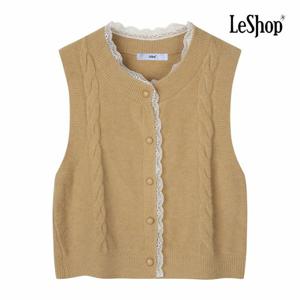 [르샵] 레이스 트리밍 꽈배기 니트 베스트 (BP9VT009A)