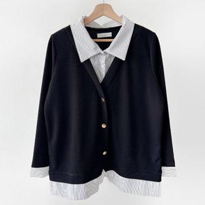 나야홍 / 빅사이즈티 V590L511 줄무늬셔츠가디건티셔츠 BS