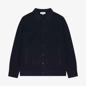 [지이크]세로 변형 조직 카라 가디건 네이비 PJUCH8005 B