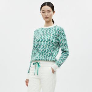 샵앤) 여성 라운드넥 알파벳G 방한 긴팔 골프 니트 티셔츠 LB-WKN-20909-그레이